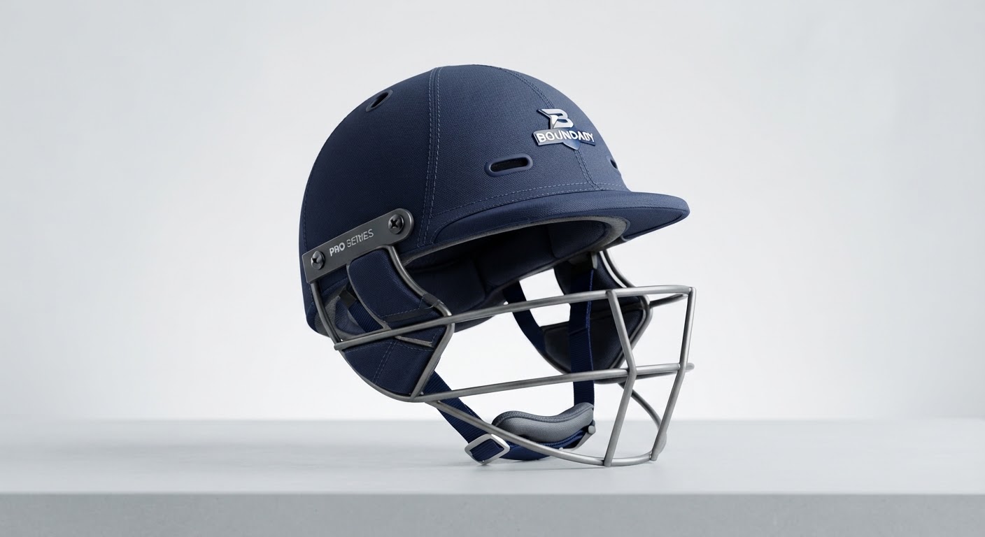 Elite Pro Helmet — Titanium Grill · Navy Fabric Cover